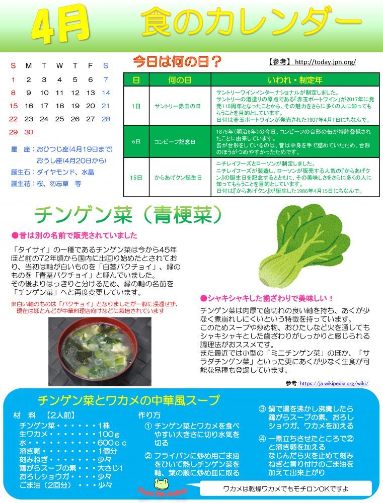 4月　チンゲン菜